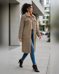 FJ0182: Quilted Sherpa Long Button Jacket