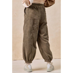 SOLID CORDUROY PANTS WITH DRAWSTRING