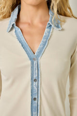 60719 Washed Thermal Button Down Top