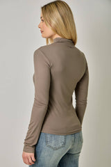 61604 Pointelle Mock Neck Top