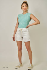 61487 Denim Washed Pull-On Shorts