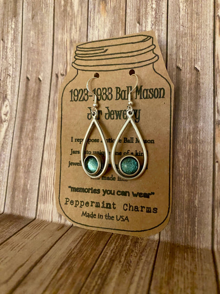 Antique Ball Jar teardrop earrings sterling silver wires