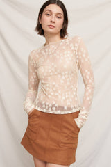 Floral Lace Long Sleeve Mesh Top