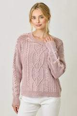 61162 Washed Cable Sweater