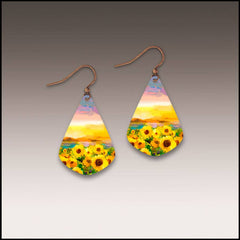 Sunflower Field Short Drop Handmade Earrings