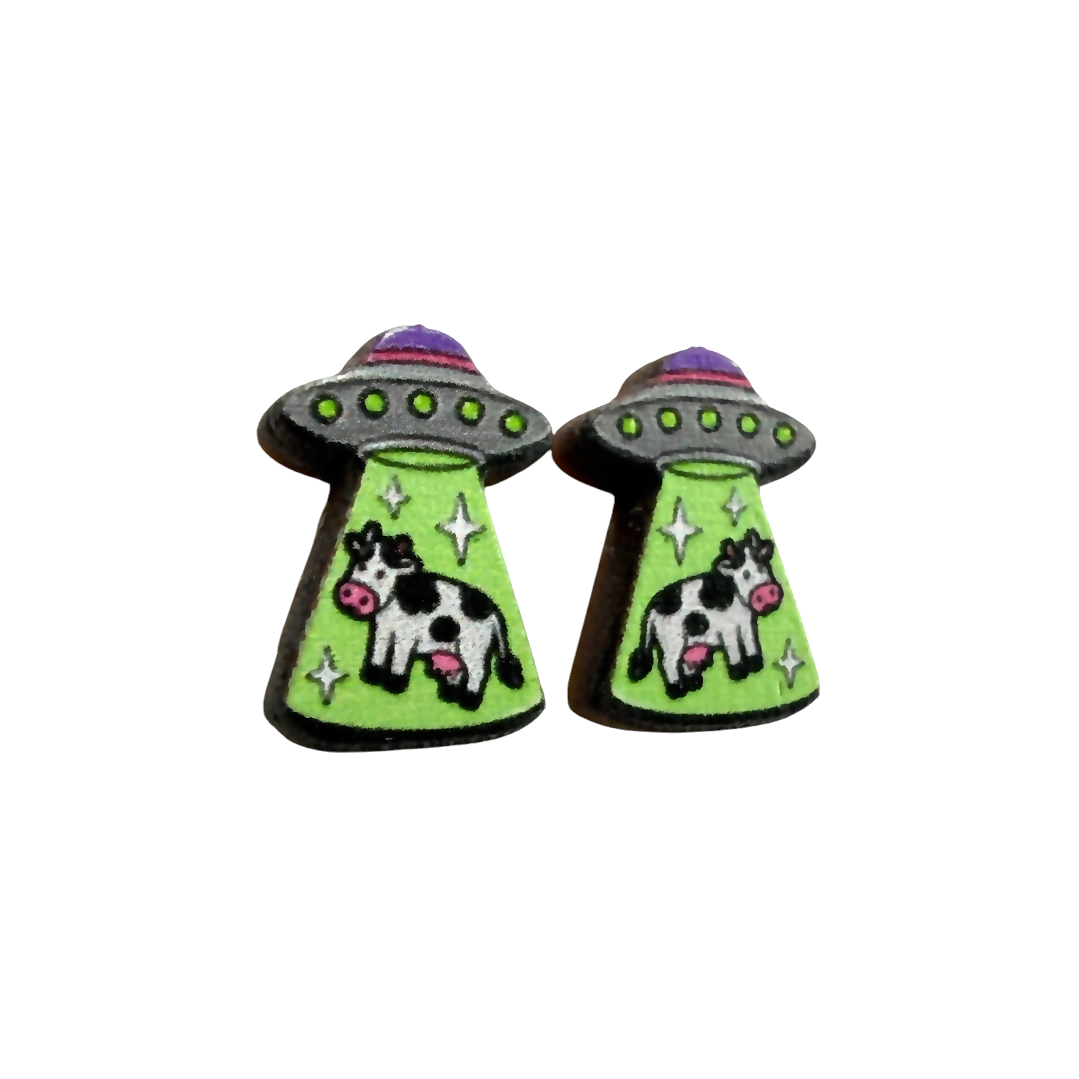 UFO Cow Abduction Stud Earrings #3168