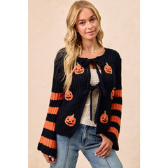 HALLOWEEN THEME FRONT BOW TIED CARDIGAN