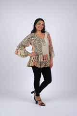 Abstract Mocha Patchwork Tunic