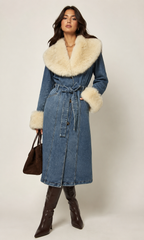 CLADC0031: Aspen Denim Fur Coat