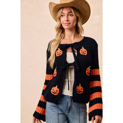 HALLOWEEN THEME FRONT BOW TIED CARDIGAN
