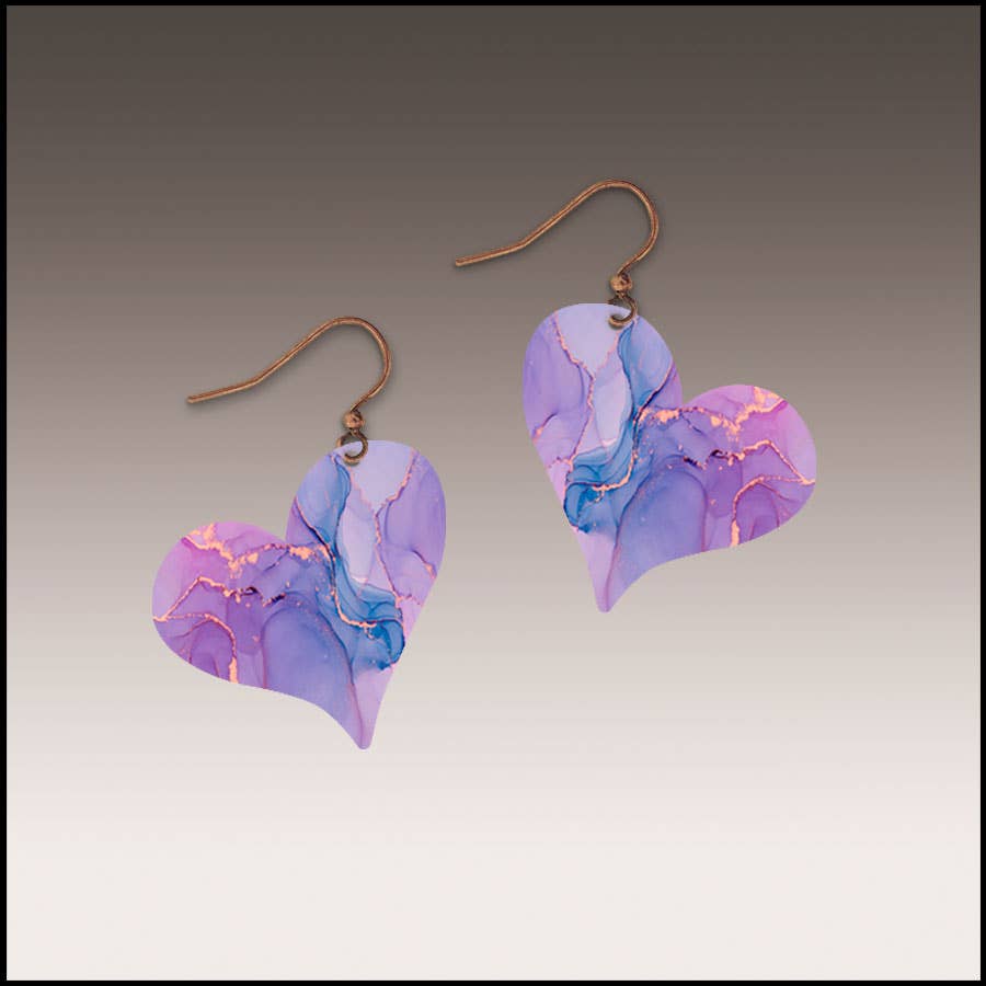 Iridescent Shell Heart Handmade Earrings