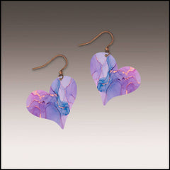 Iridescent Shell Heart Handmade Earrings