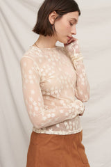 Floral Lace Long Sleeve Mesh Top