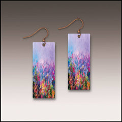 Rainbow Abstract Floral Banner Handmade Earrings