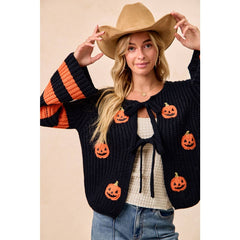 HALLOWEEN THEME FRONT BOW TIED CARDIGAN