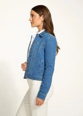 FDJ Snap Front Denim Jacket in Medium Blue 1914843