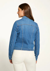 FDJ Snap Front Denim Jacket in Medium Blue 1914843