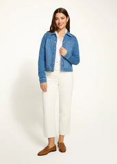 FDJ Snap Front Denim Jacket in Medium Blue 1914843