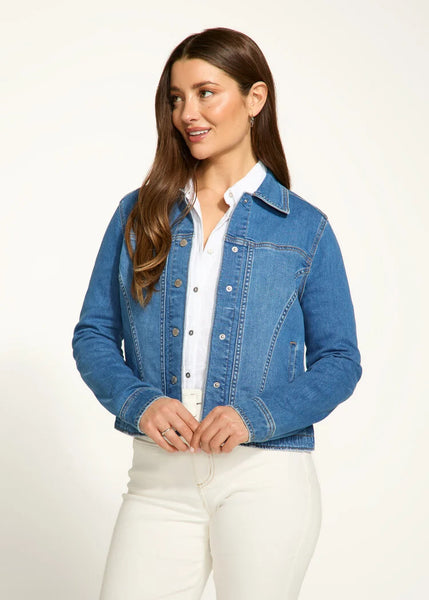 FDJ Snap Front Denim Jacket in Medium Blue 1914843
