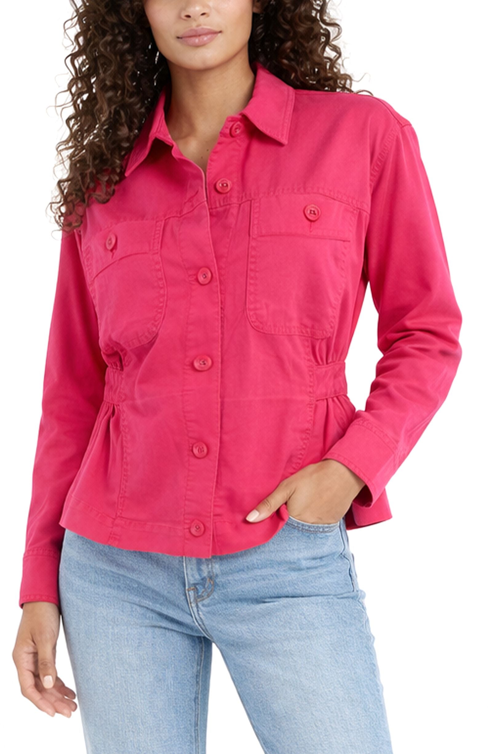 Liverpool Relaxed Shacket in Diva Pink LM1C70FS03