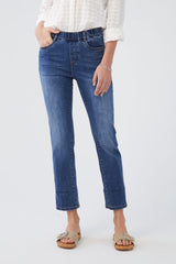 Dark Blue Pull-On Plaid Cuff Crop Pant FDJ French Dressing Jeans #2372669