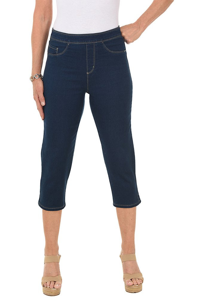 FDJ French Dressing Jeans INDIGO, RED #277106N Pull On 21" Capri - Hull